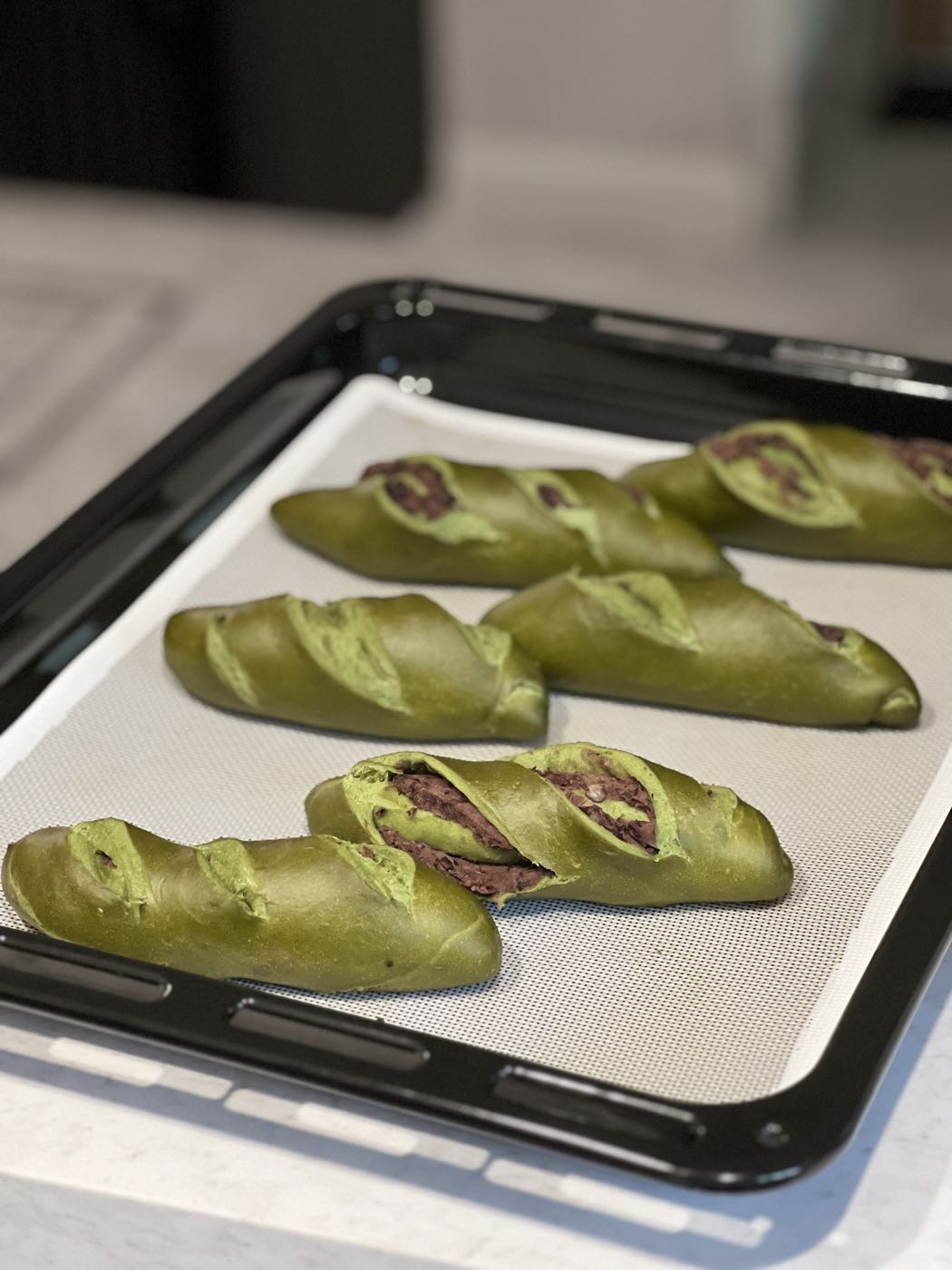 抹茶豆沙面包