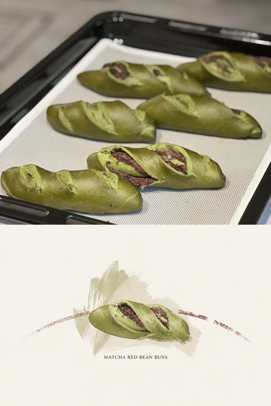 抹茶豆沙面包